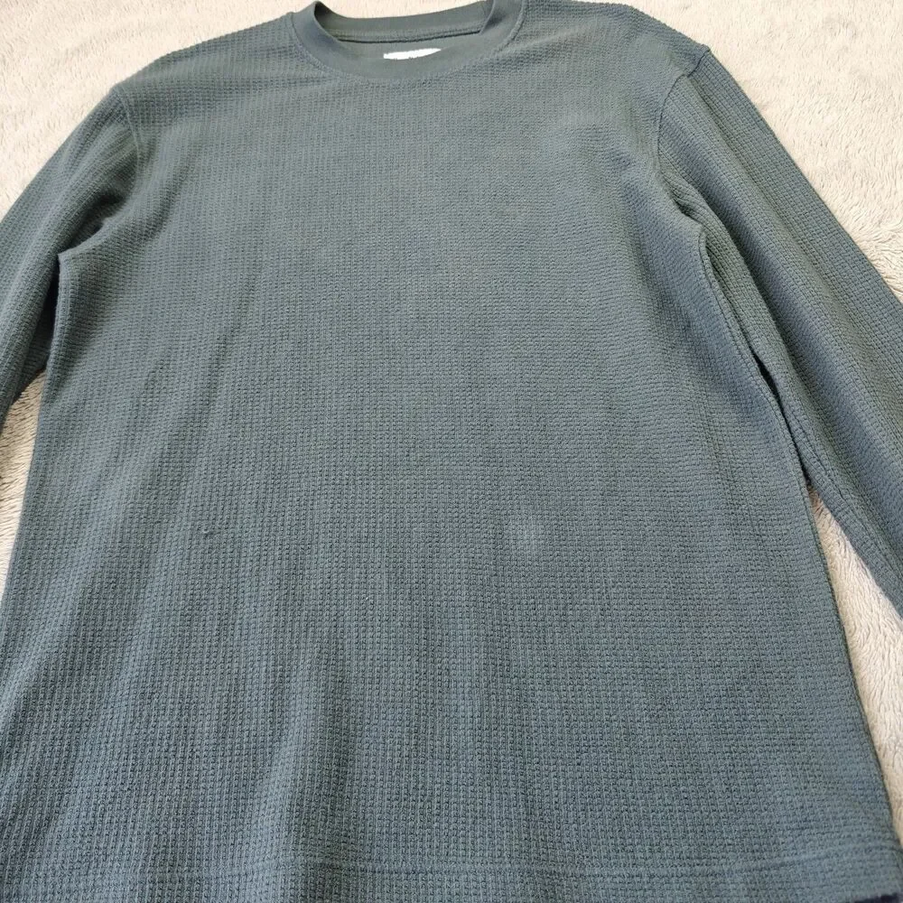 Goodfellow Bundle 2pc Men's M Green Waffle Sweater Long Sleeve Shirt Minimalist